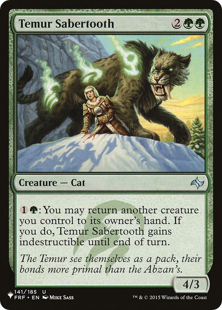 Temur Sabertooth 141/185 card from The List Reprints