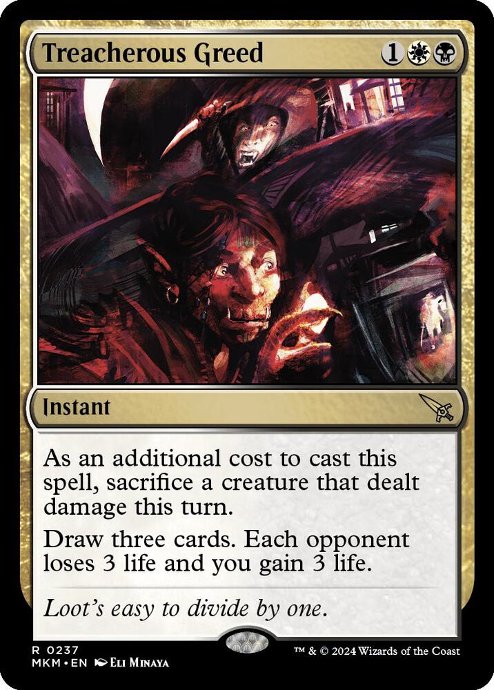 Treacherous Greed 237 card from Murders at Karlov Manor