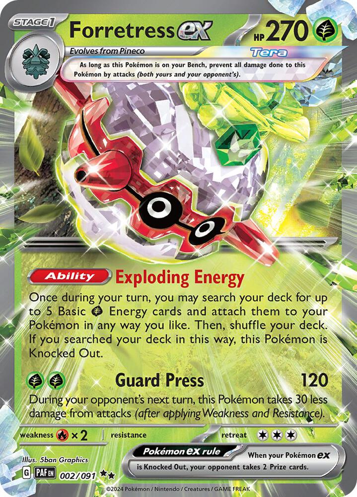 Forretress ex 002/091 card from SV: Paldean Fates