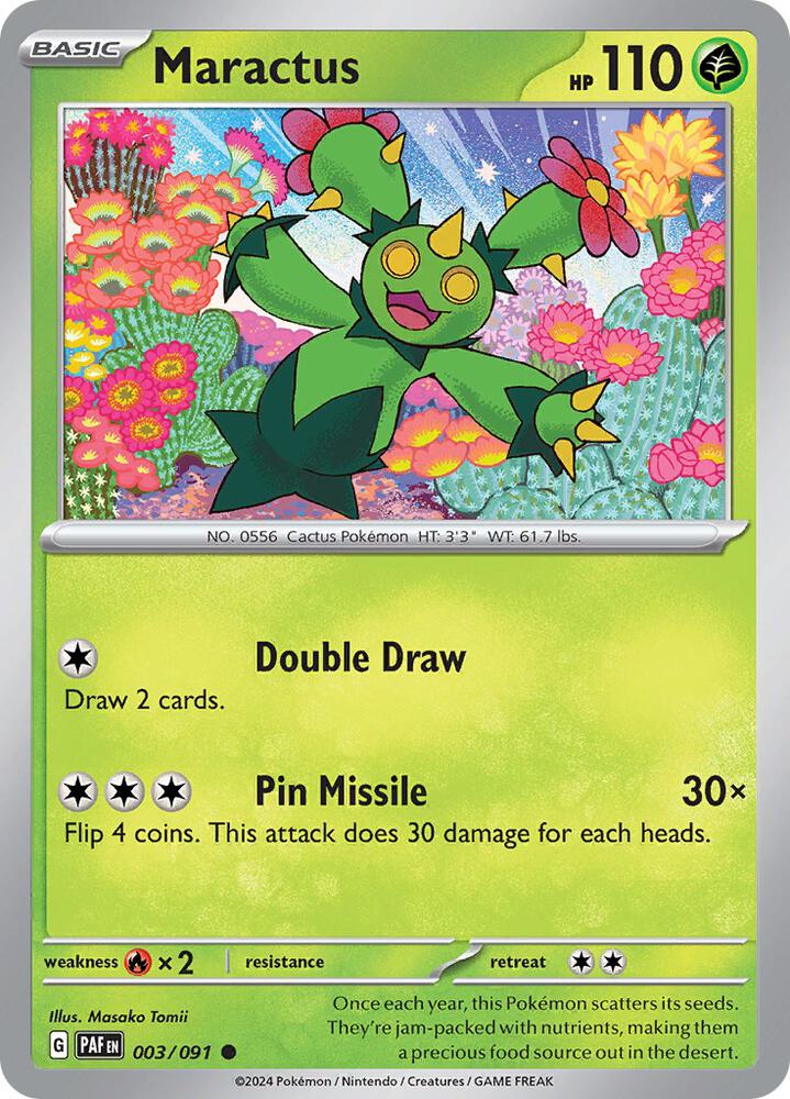 Maractus 003/091 card from SV: Paldean Fates