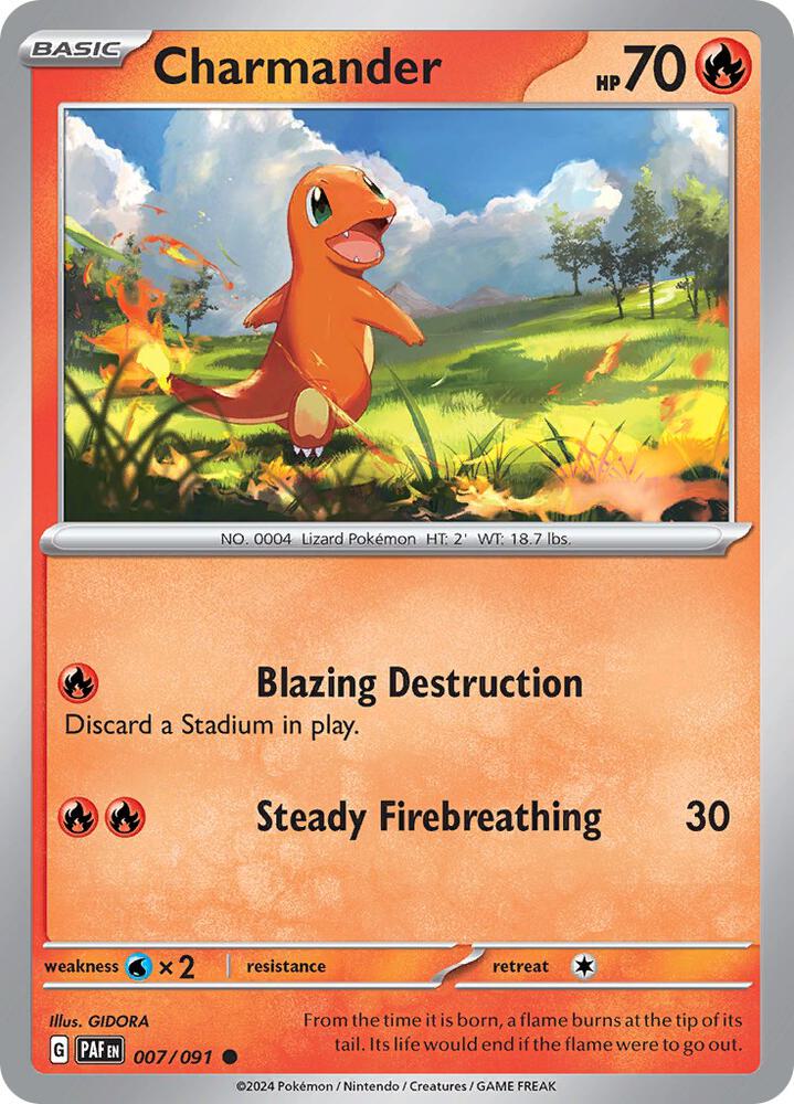 Charmander 007/091 card from SV: Paldean Fates