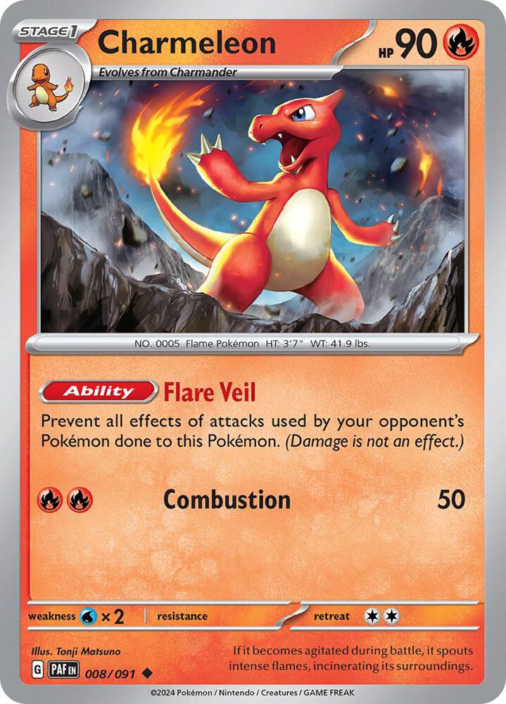 Charmeleon 008/091 card from SV: Paldean Fates