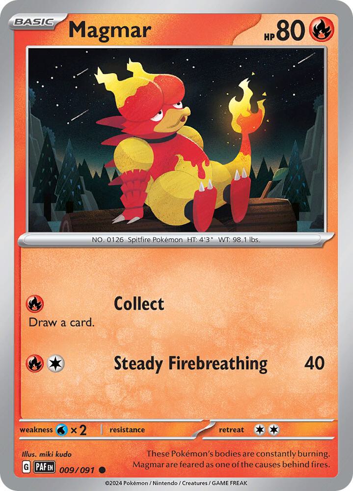 Magmar 009/091 card from SV: Paldean Fates
