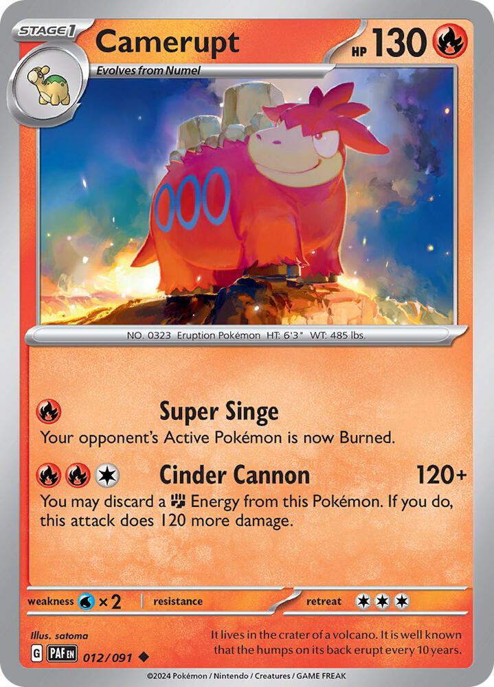 Camerupt 012/091 card from SV: Paldean Fates
