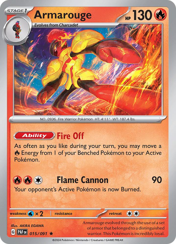 Armarouge 015/091 card from SV: Paldean Fates