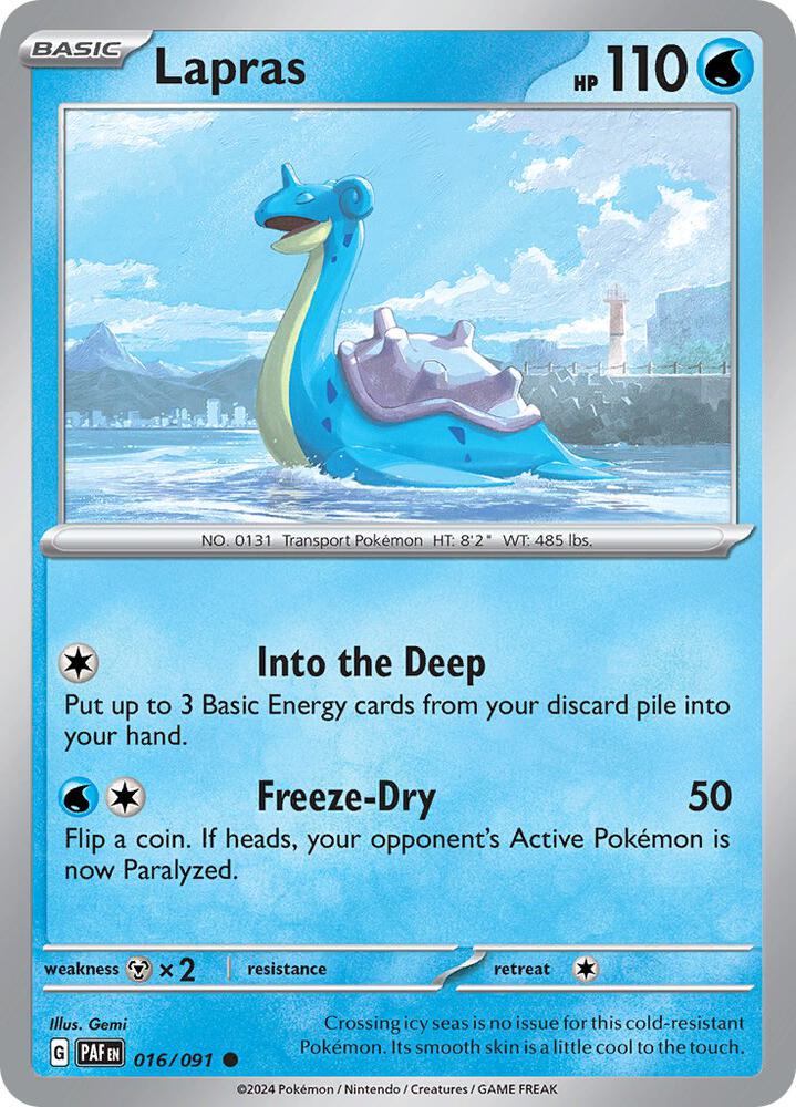 Lapras 016/091 card from SV: Paldean Fates