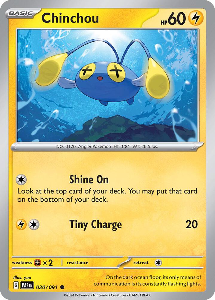 Chinchou 020/091 card from SV: Paldean Fates