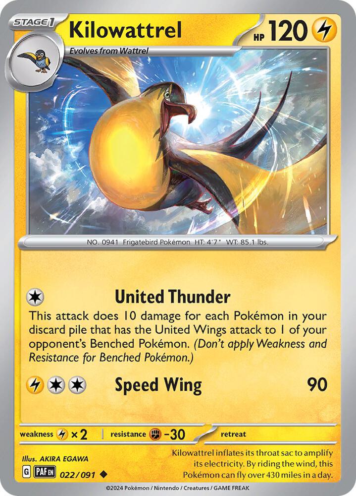 Kilowattrel 022/091 card from SV: Paldean Fates