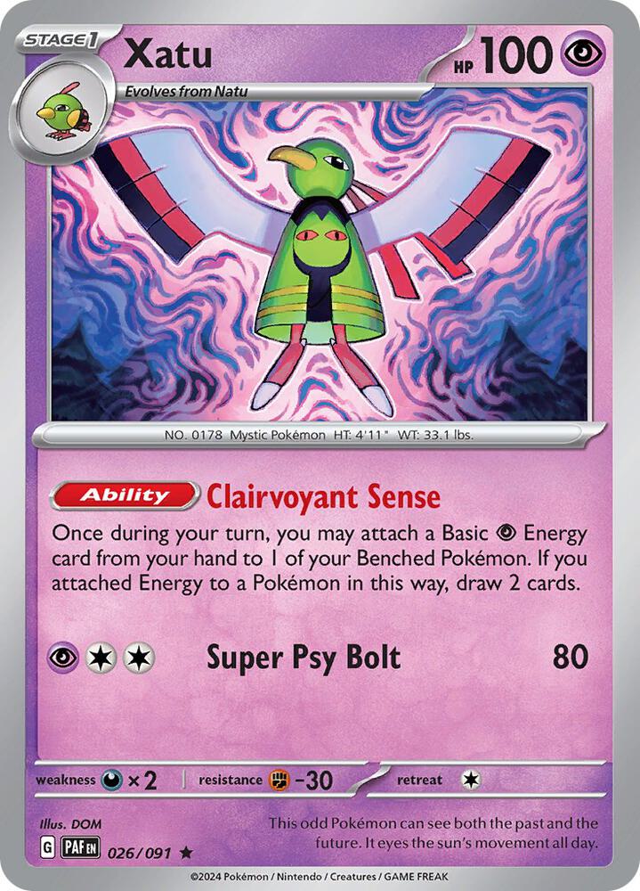 Xatu 026/091 card from SV: Paldean Fates