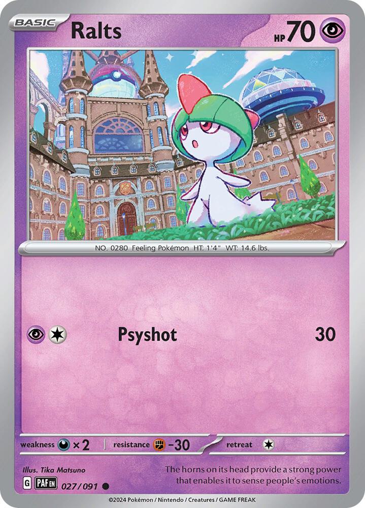Ralts 027/091 card from SV: Paldean Fates