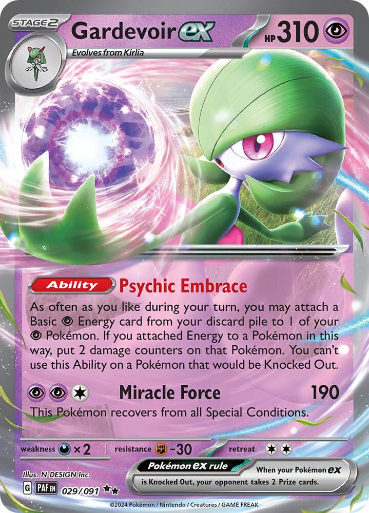 Gardevoir ex 029/091 card from SV: Paldean Fates