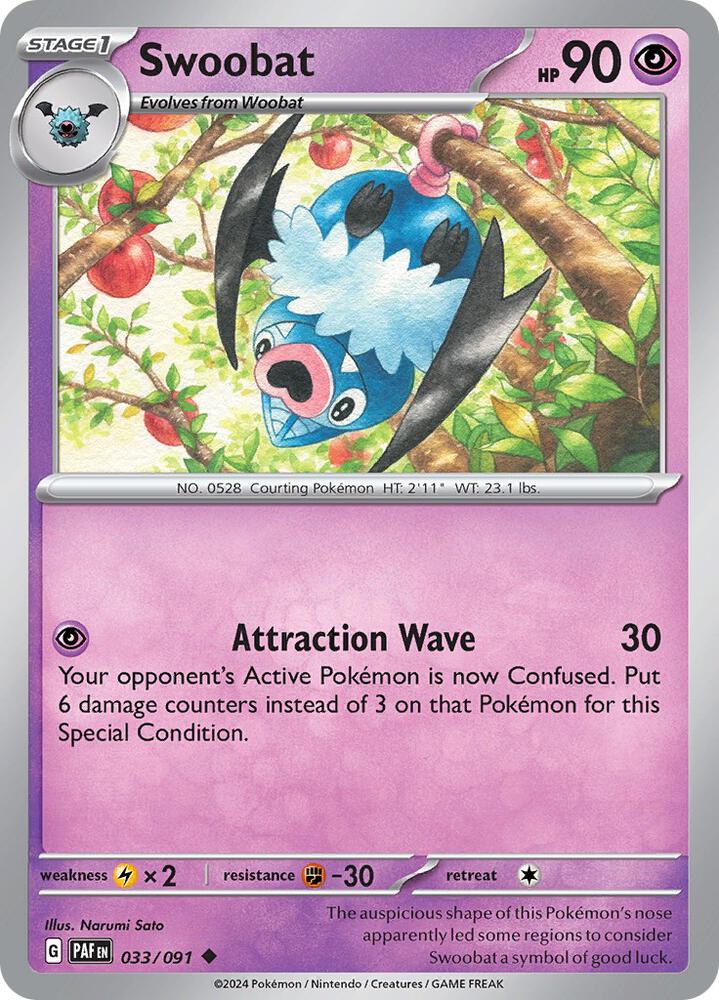Swoobat 033/091 card from SV: Paldean Fates