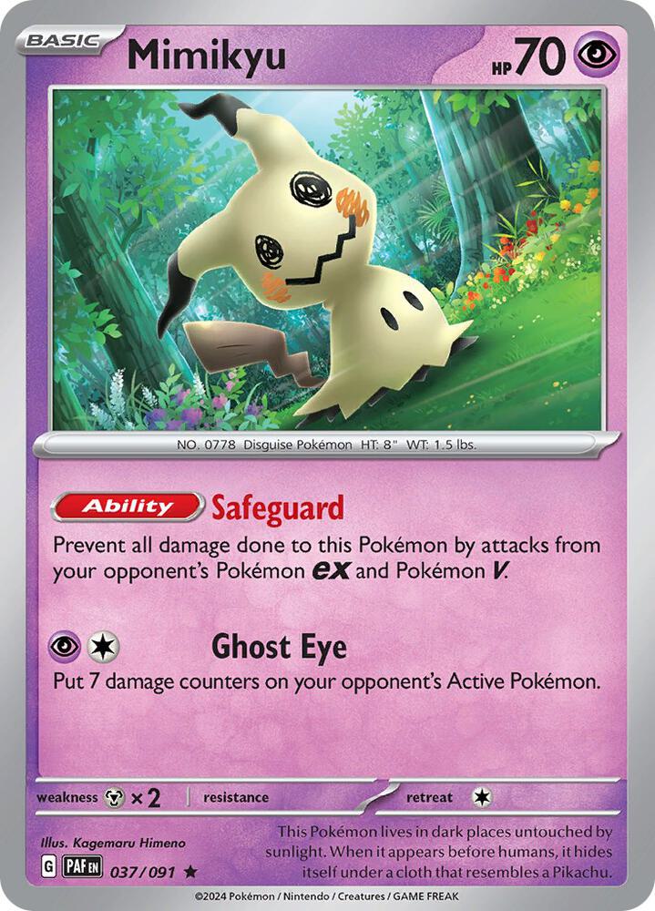 Mimikyu 037/091 card from SV: Paldean Fates