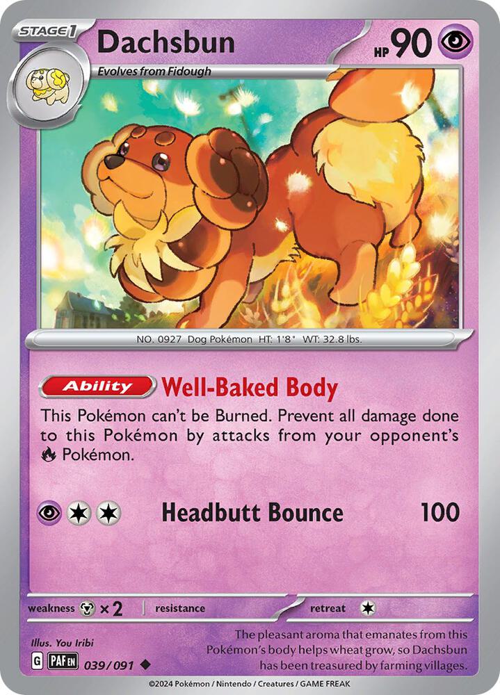 Dachsbun 039/091 card from SV: Paldean Fates