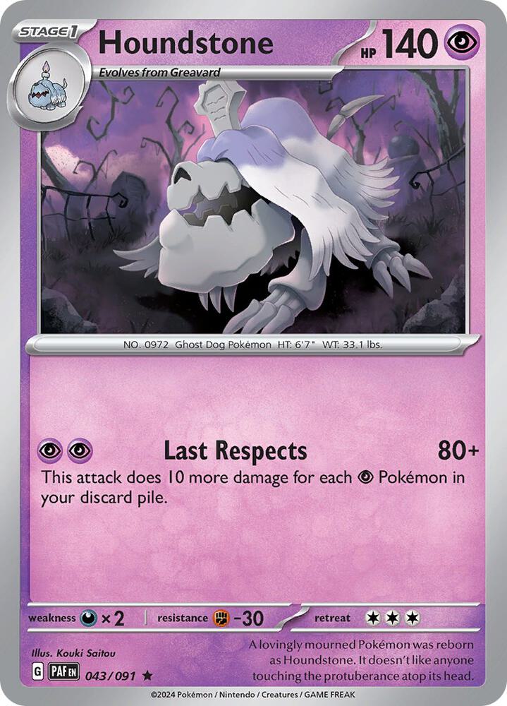 Houndstone 043/091 card from SV: Paldean Fates
