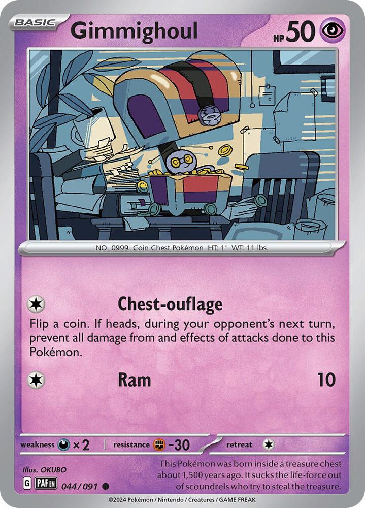Gimmighoul 044/091 card from SV: Paldean Fates