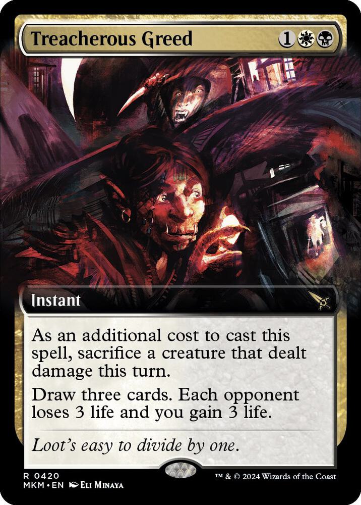 Treacherous Greed (Extended Art) 420 card from Murders at Karlov Manor