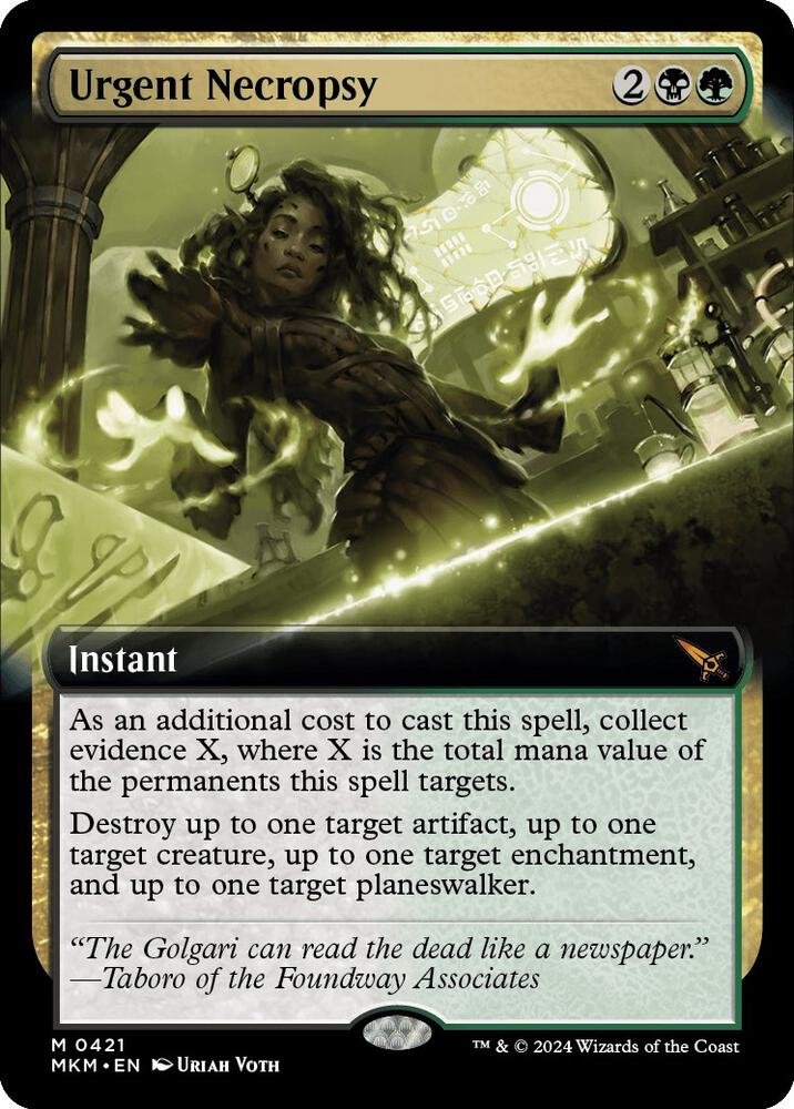 Urgent Necropsy (Extended Art) 421 card from Murders at Karlov Manor