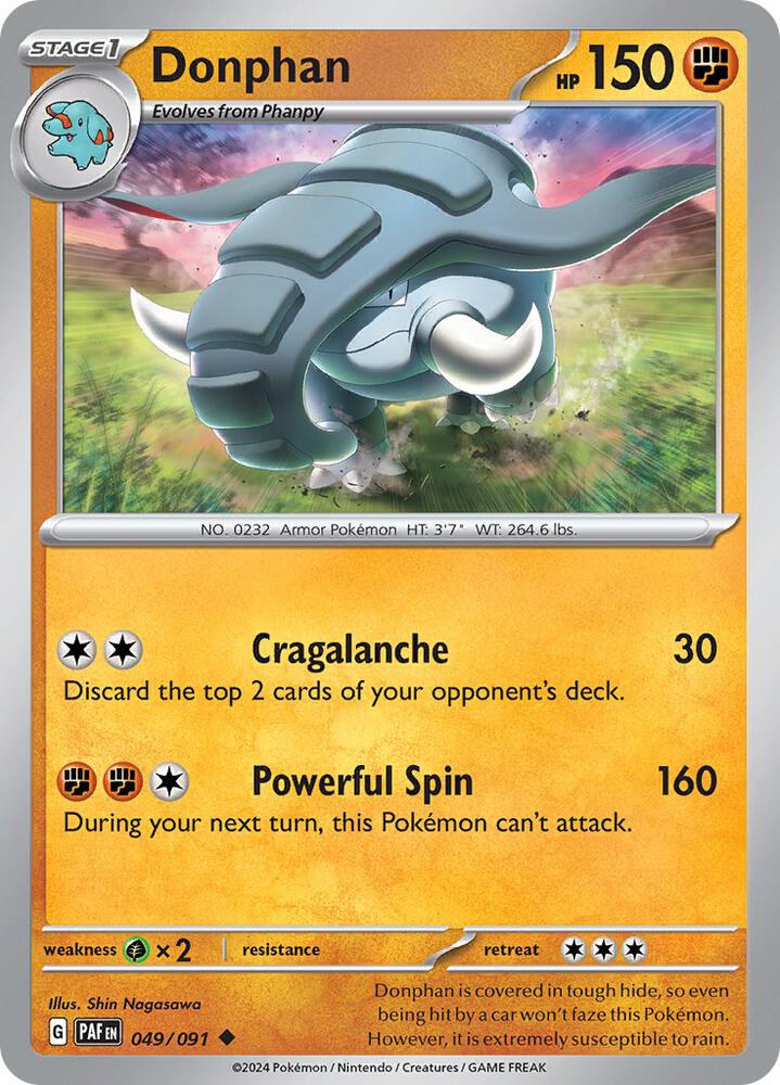 Donphan 049/091 card from SV: Paldean Fates