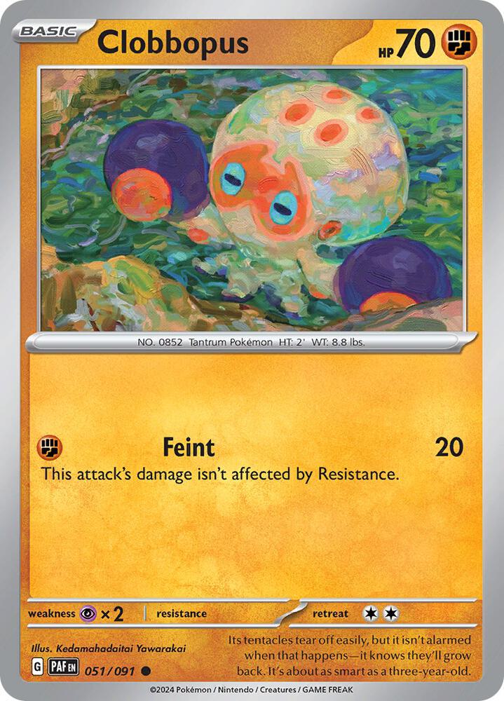 Clobbopus 051/091 card from SV: Paldean Fates