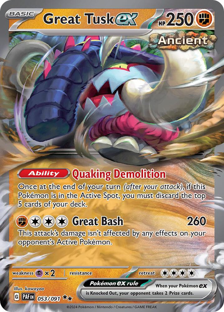 Great Tusk ex 053/091 card from SV: Paldean Fates