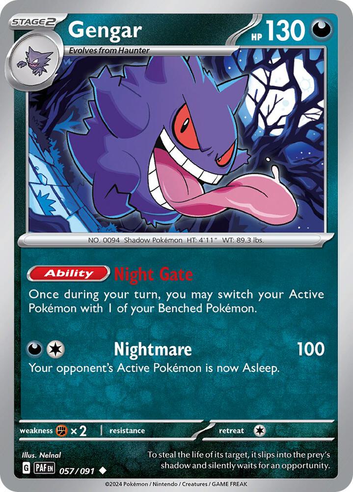 Gengar 057/091 card from SV: Paldean Fates