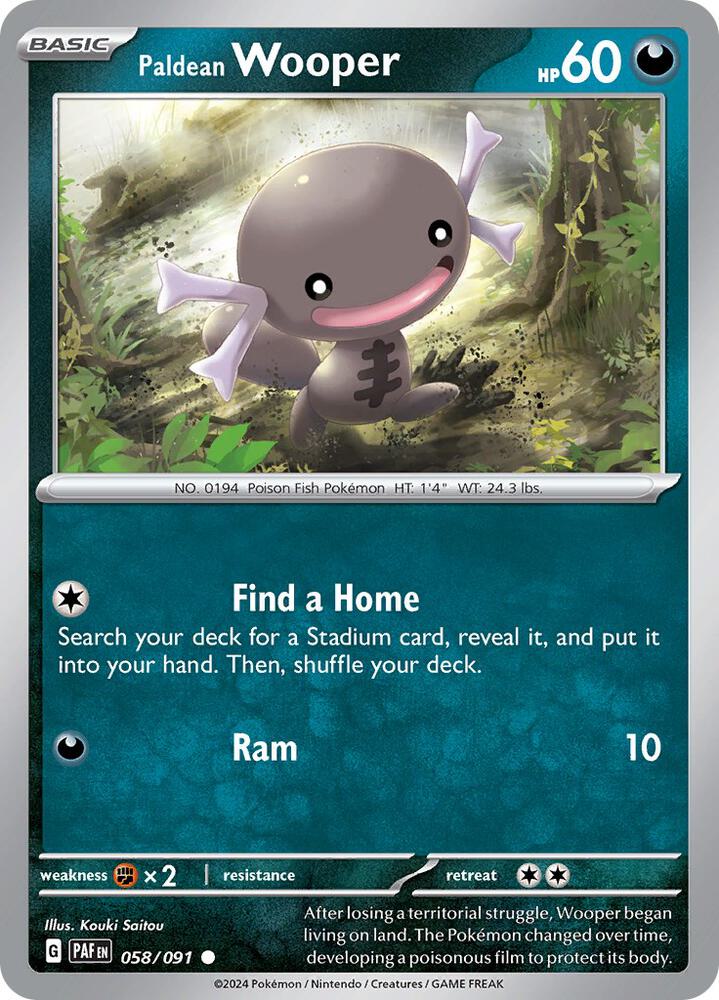 Paldean Wooper 058/091 card from SV: Paldean Fates