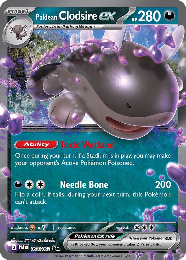 Paldean Clodsire ex 059/091 card from SV: Paldean Fates