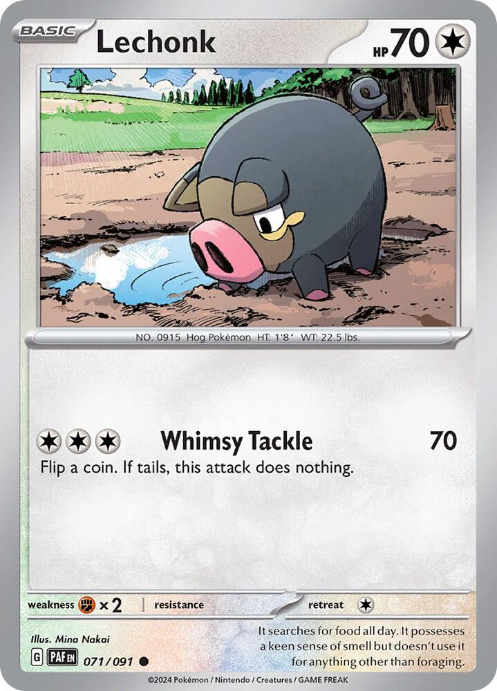 Lechonk 071/091 card from SV: Paldean Fates