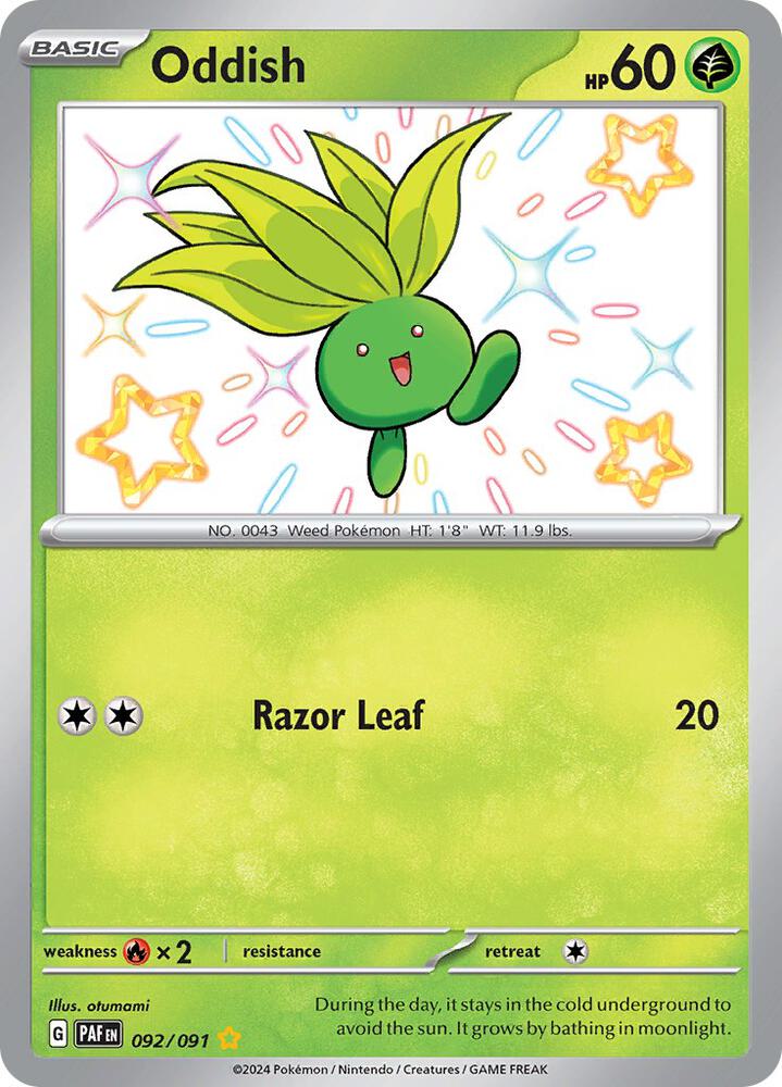 Oddish 092/091 card from SV: Paldean Fates