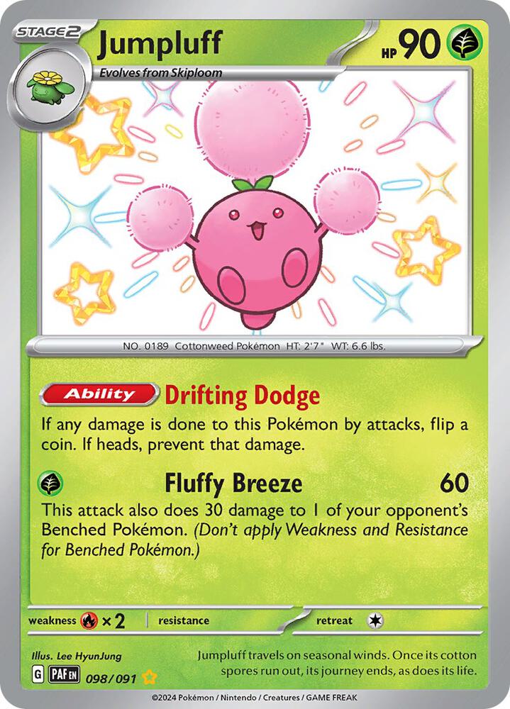 Jumpluff 098/091 card from SV: Paldean Fates