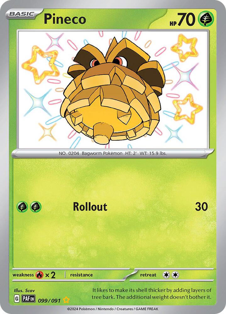 Pineco 099/091 card from SV: Paldean Fates