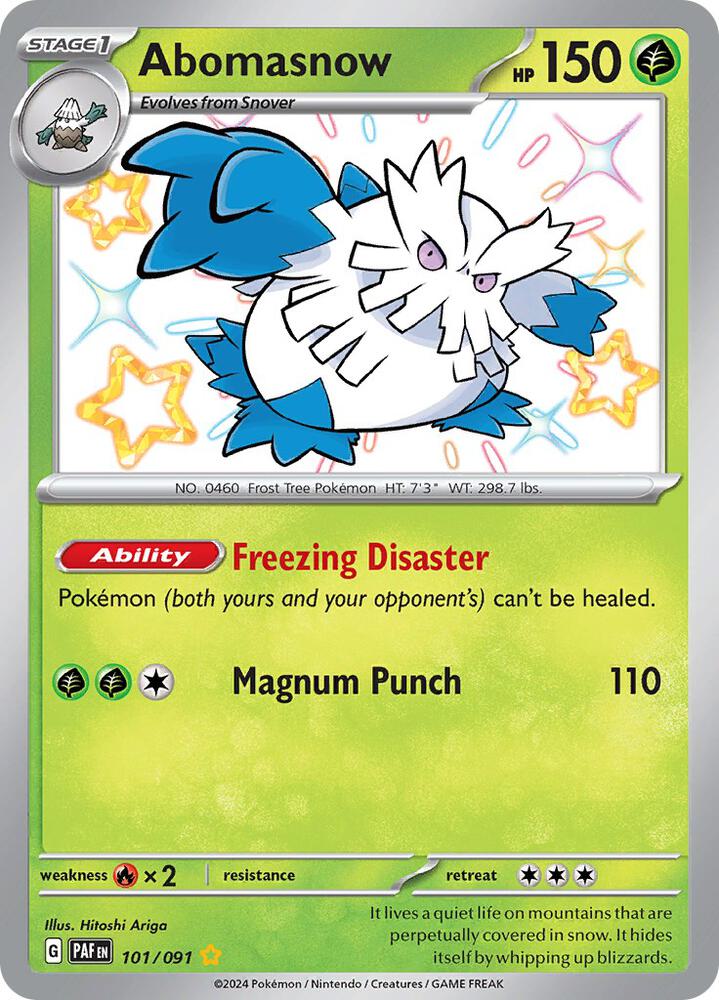 Abomasnow 101/091 card from SV: Paldean Fates