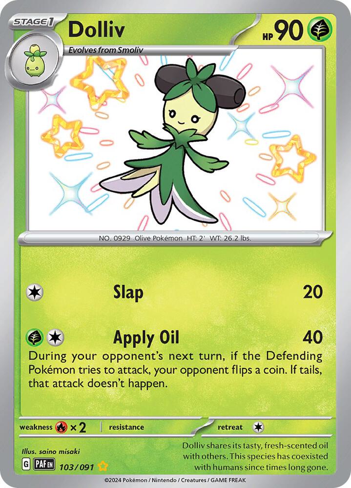 Dolliv 103/091 card from SV: Paldean Fates