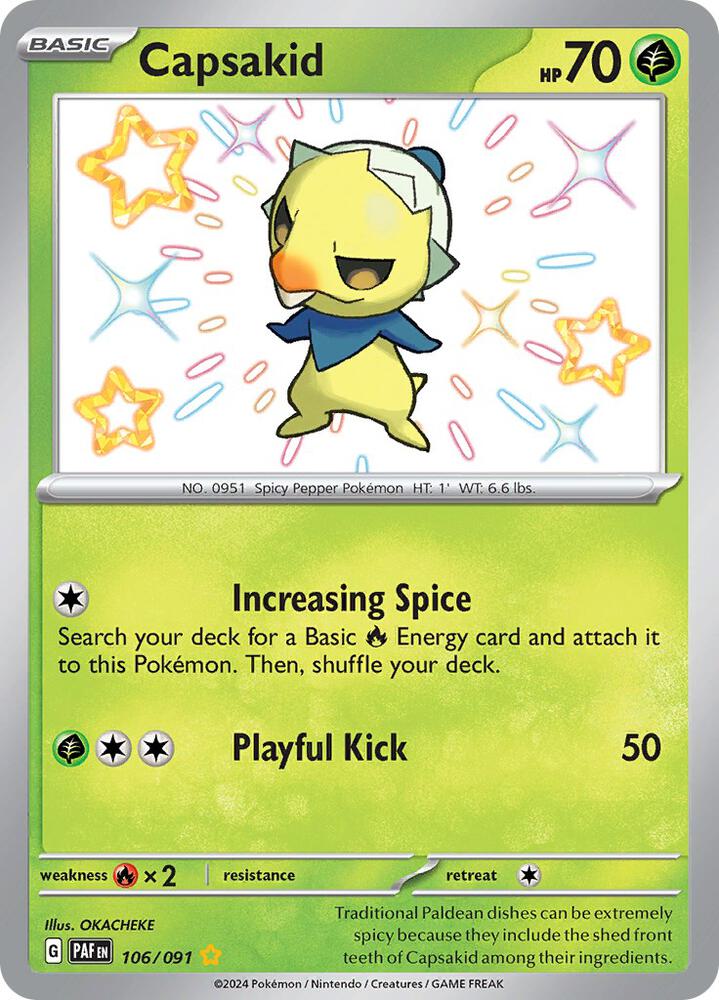 Capsakid 106/091 card from SV: Paldean Fates