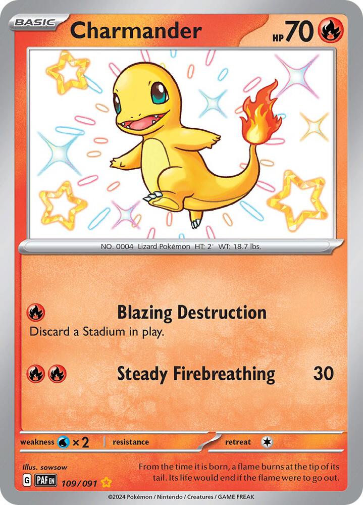 Charmander 109/091 card from SV: Paldean Fates