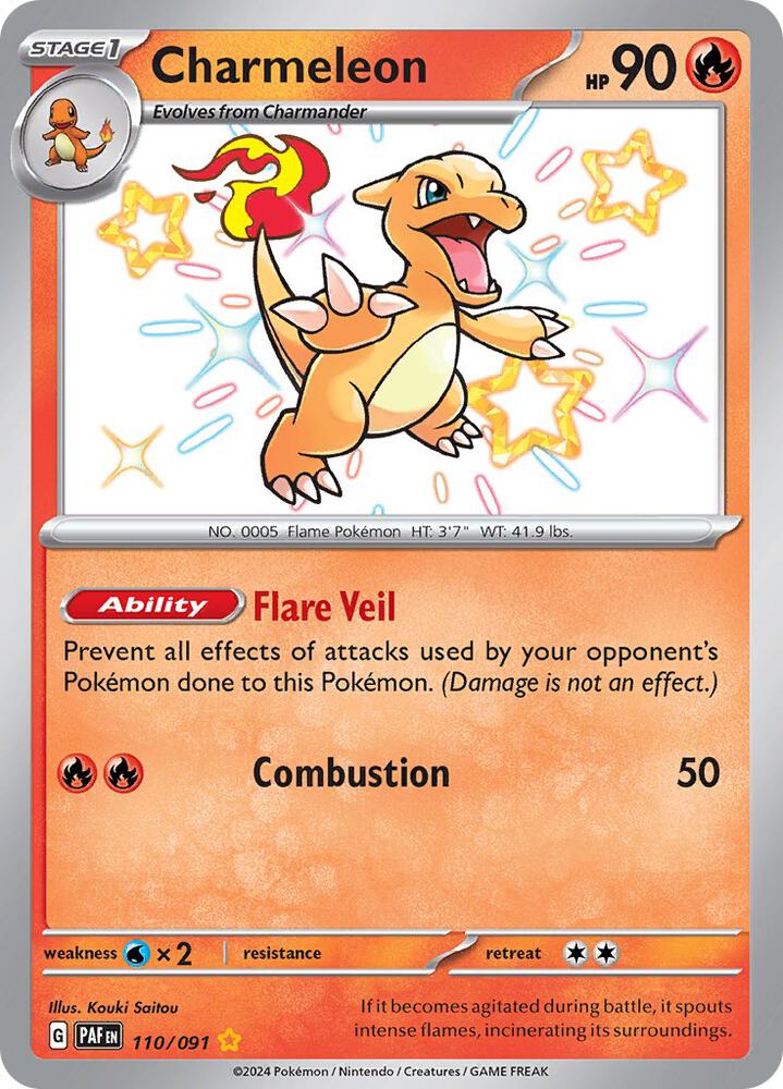 Charmeleon 110/091 card from SV: Paldean Fates
