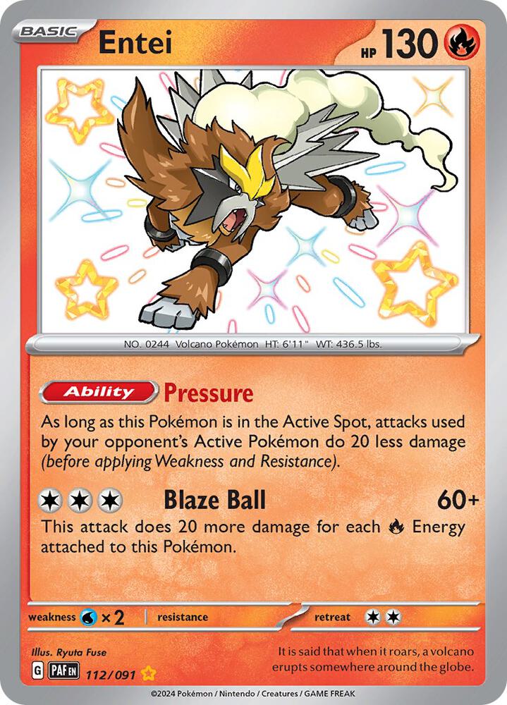 Entei 112/091 card from SV: Paldean Fates