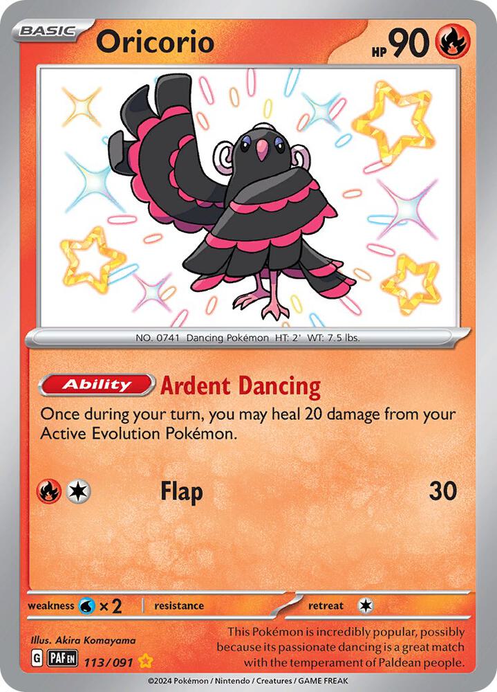 Oricorio 113/091 card from SV: Paldean Fates