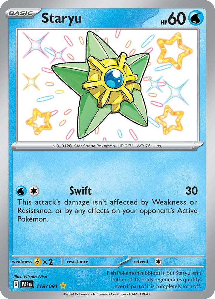 Staryu 118/091 card from SV: Paldean Fates