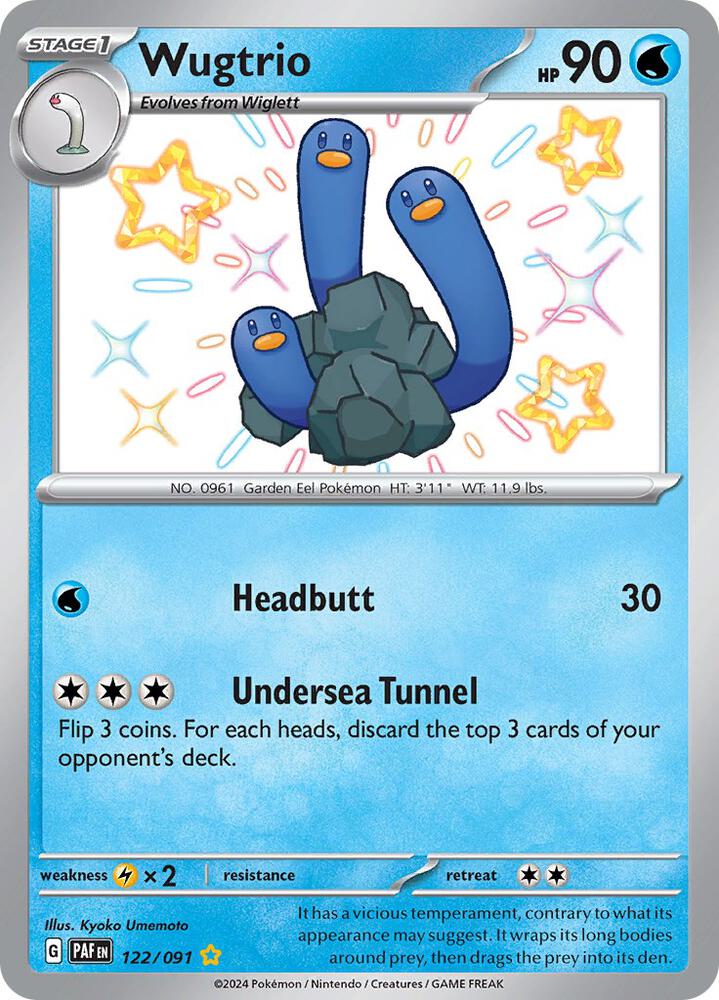 Wugtrio 122/091 card from SV: Paldean Fates