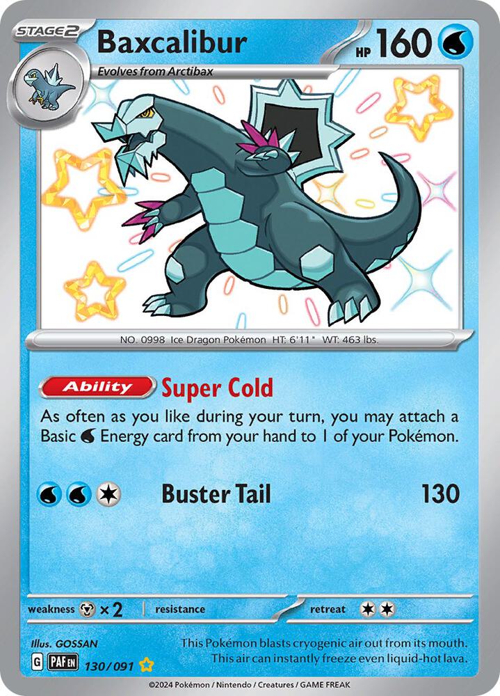 Baxcalibur 130/091 card from SV: Paldean Fates