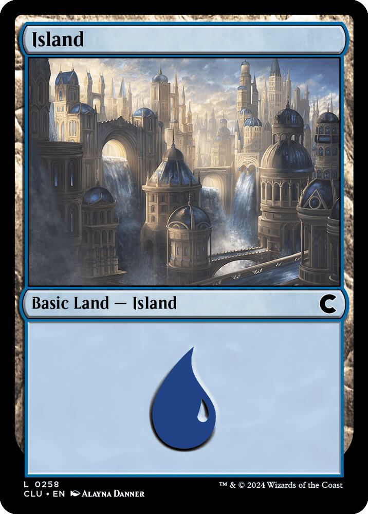 Island 258 card from Ravnica: Clue Edition