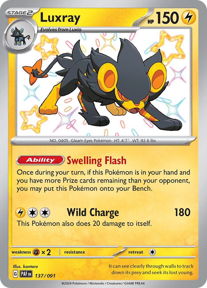 Luxray 137/091 card from SV: Paldean Fates