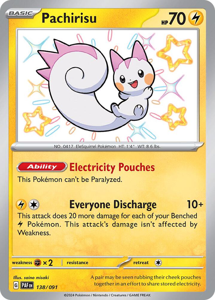 Pachirisu 138/091 card from SV: Paldean Fates