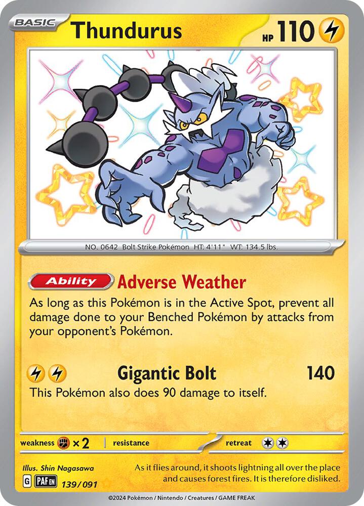 Thundurus 139/091 card from SV: Paldean Fates