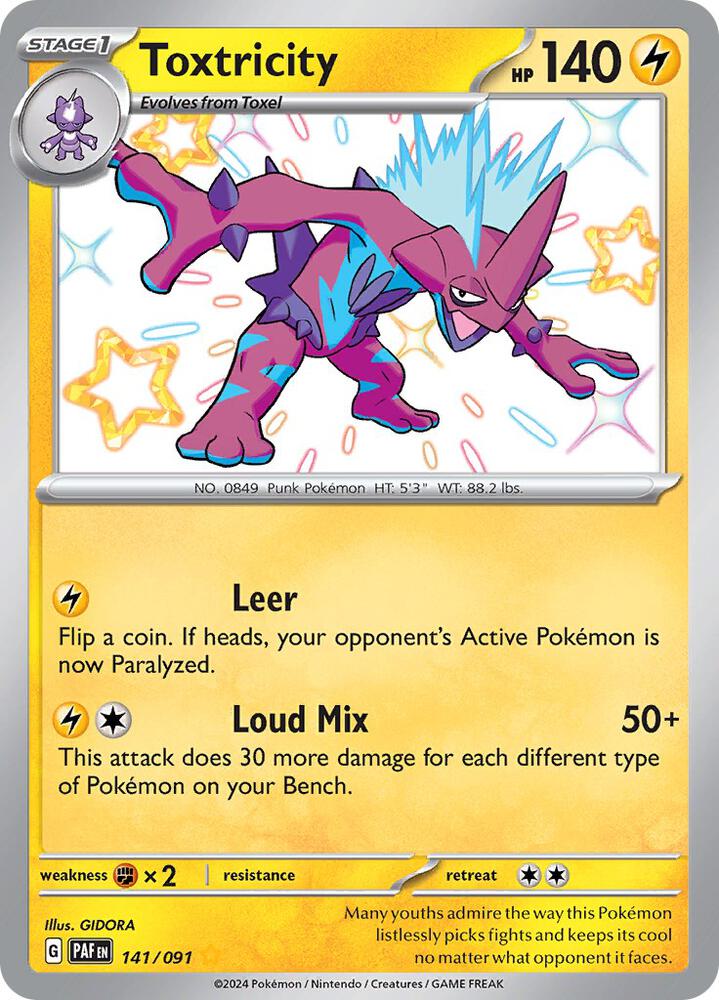Toxtricity 141/091 card from SV: Paldean Fates