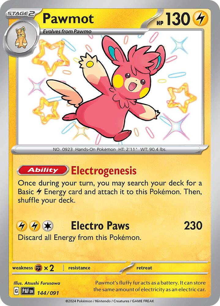 Pawmot 144/091 card from SV: Paldean Fates