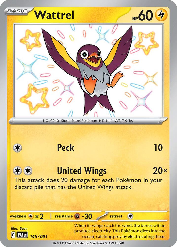 Wattrel 145/091 card from SV: Paldean Fates