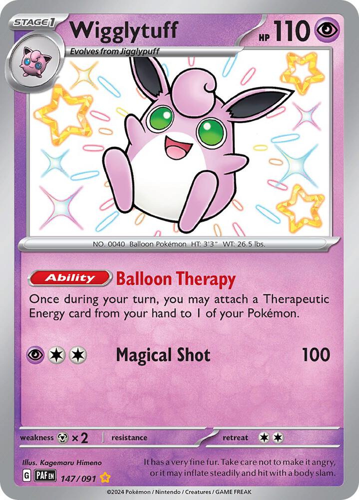 Wigglytuff 147/091 card from SV: Paldean Fates